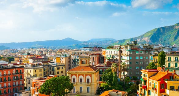photo of view of Colorful architecture in Naples city, Italy. Summer cityscape at sunset. Famous travel destination.