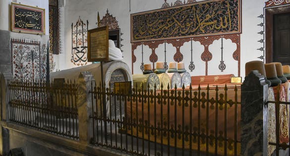 View inside the Mevlâna Museum, the mausoleum of Jalal ad-Din Muhammad Rumi, a Persian Sufi mystic, and his disciples.