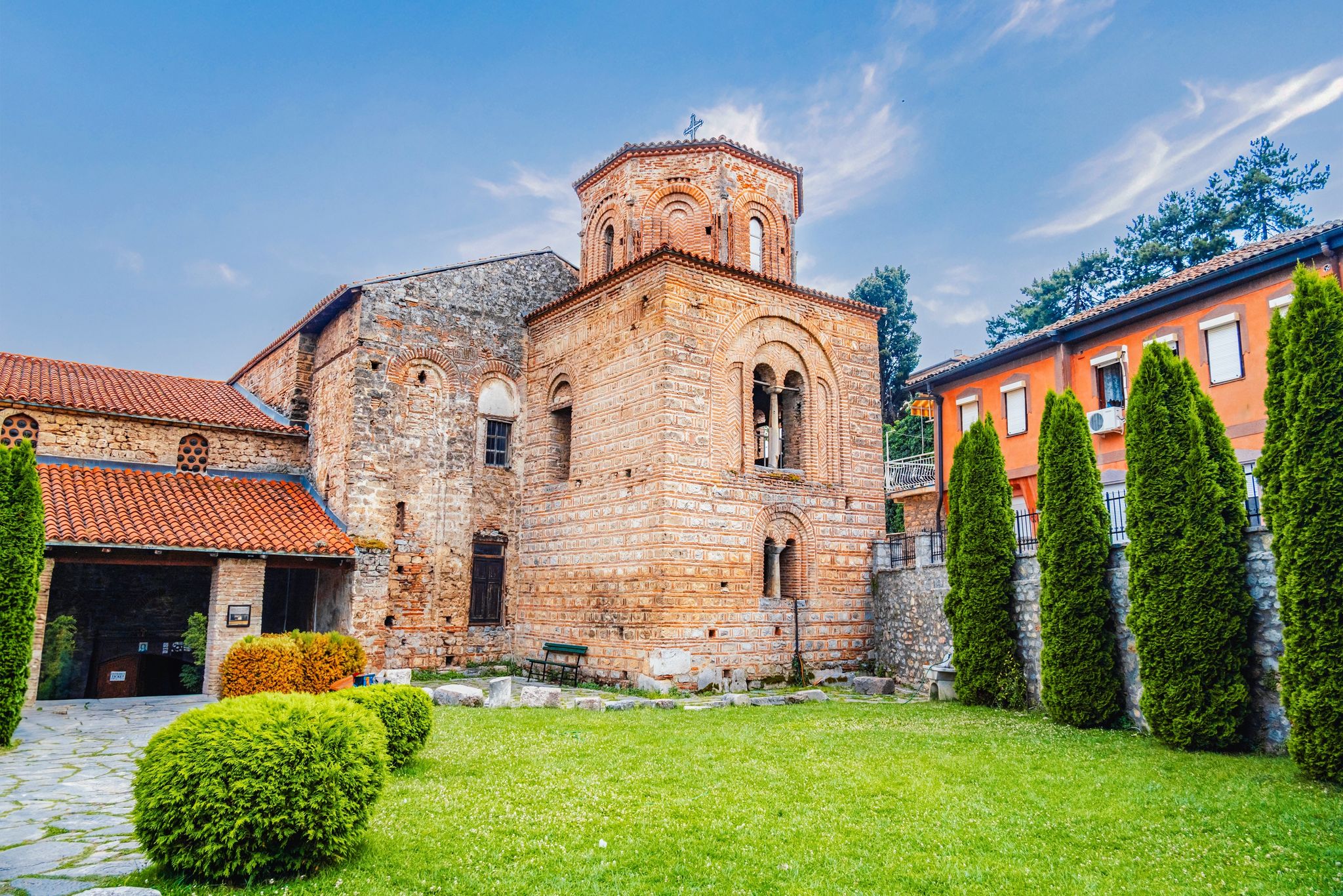 Photo of Samuel's Fortress and Plaosnik at Ohrid lake in North Macedonia.