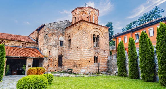Photo of Samuel's Fortress and Plaosnik at Ohrid lake in North Macedonia.