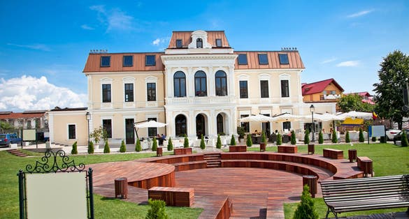 Small wooden amphitheater in Targoviste, (Tirgoviste), Romania.