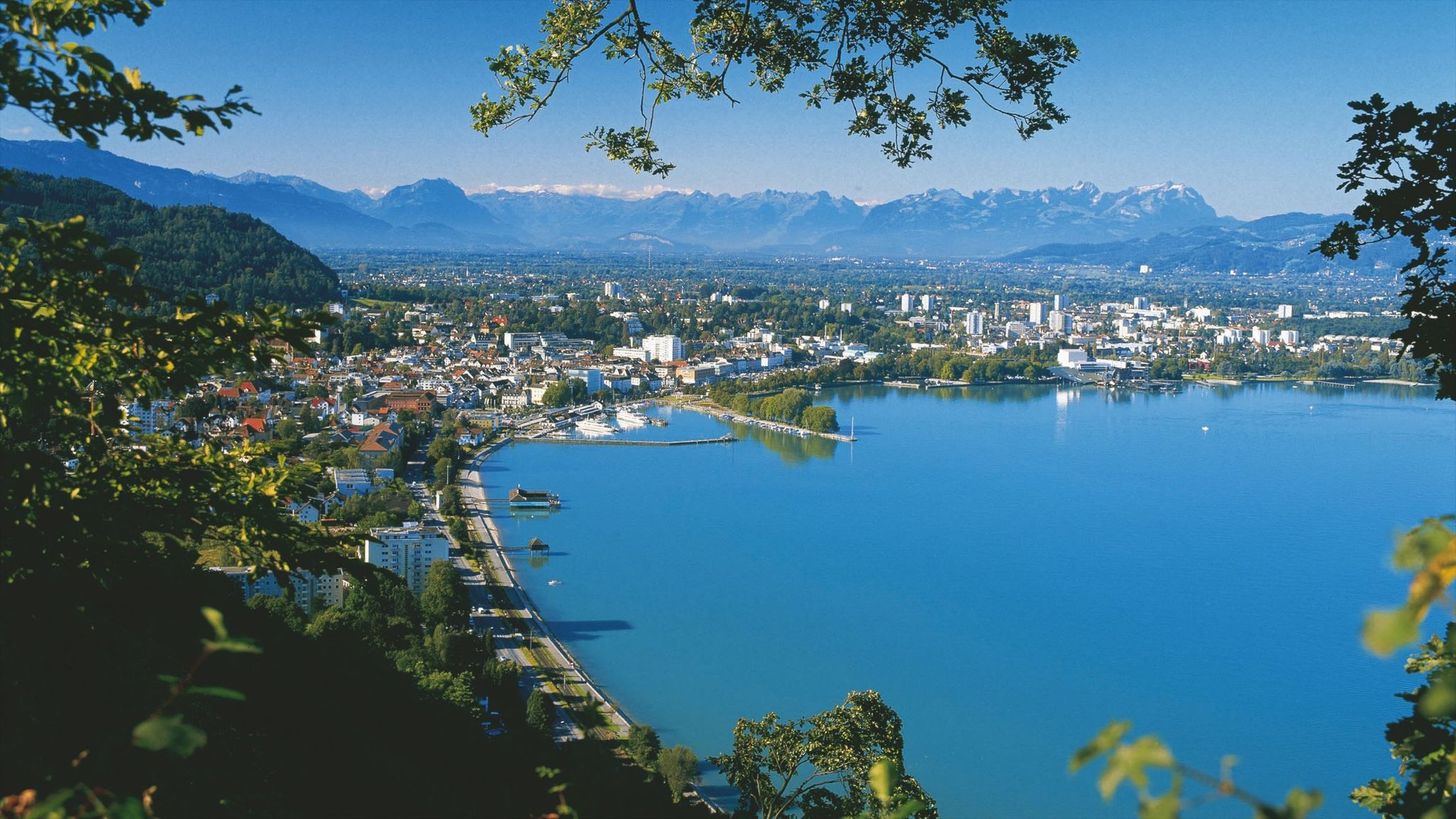 Bregenz which includes a coastal town, a city and landscape views