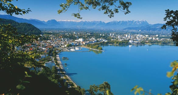 Bregenz which includes a coastal town, a city and landscape views