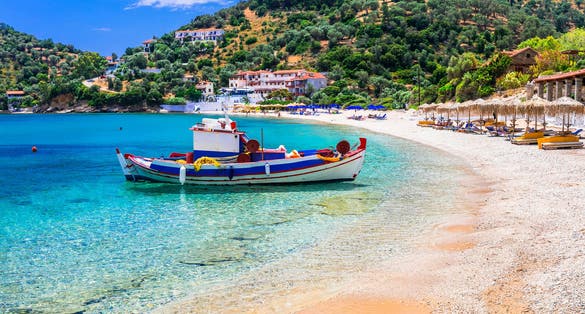 Photo of  Idyllic beautiful beaches of Samos island ,beautiful Limnionas.