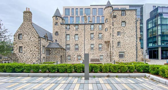 Photo of Aberdeen City including Marischal College, Aberdeen Beach, Provost Skenes house, Aberdeen Harbour, His Majesty’s Theatre and Hazelhead Park.