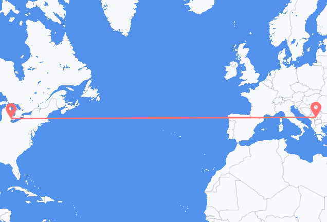 底特律 (伊利諾伊州) 到普里什蒂纳