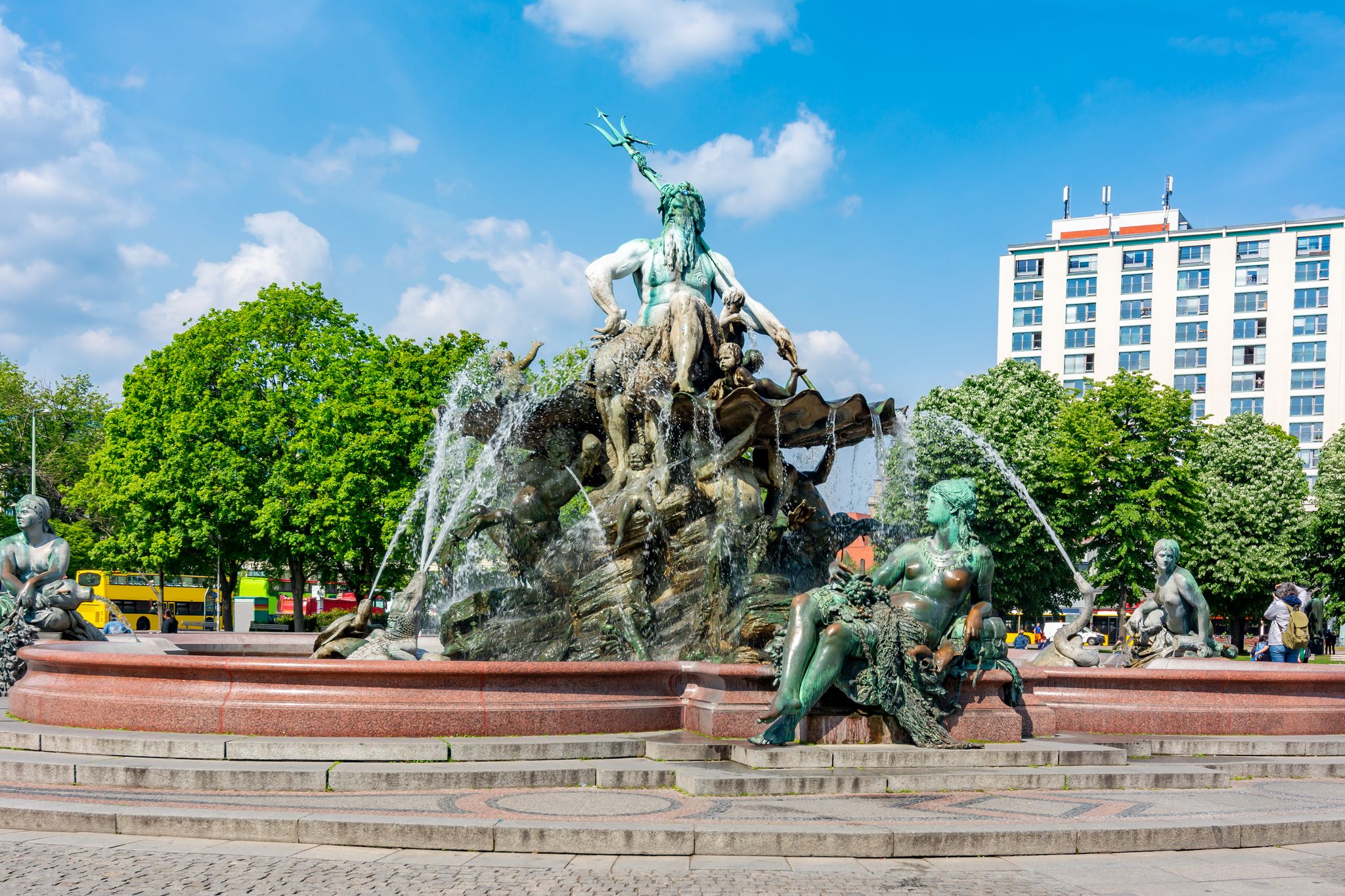 Photo of Neptune fountain (Neptunbrunnen) on Alexanderplatz in Berlin, Germany.