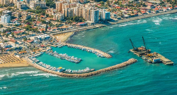 Photo of sea port city of Larnaca, Cyprus.