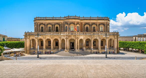 Palazzo Ducezio, seat of the municipality of Noto. Province of Syracuse, Sicily, Italy.