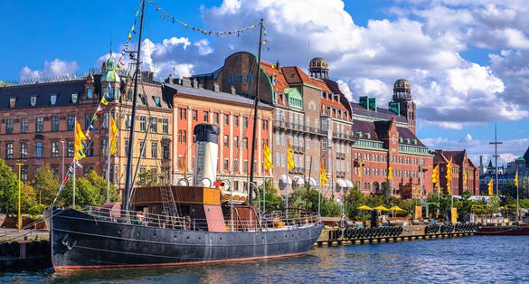 Scenic waterfront and harbor of Malmo view, Scania region of Sweden