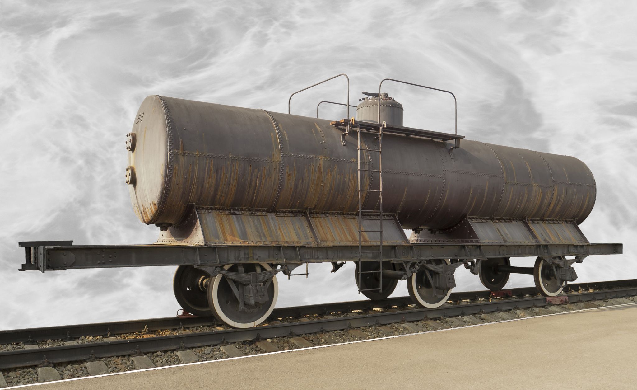 photo of The ancient railway tank.The trophy Austro-Hungarian tank of 1901 .