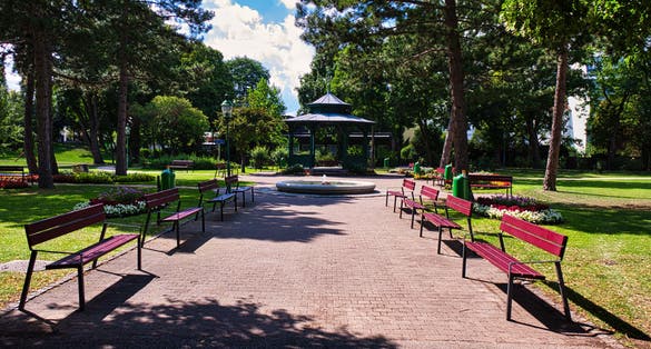 path to the music pavilion in the city park of Wiener Neustadt, Austria