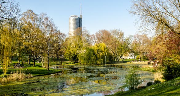 photo  of view of  Beautiful city park in Essen Germany.