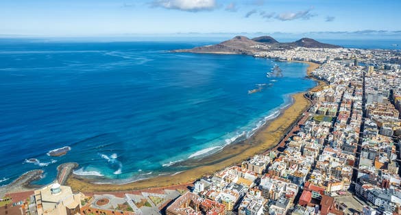 Photo of panoramic view of Las Palmas and it's beautiful beach, Gran Canaria, Canary Islands, Spain.