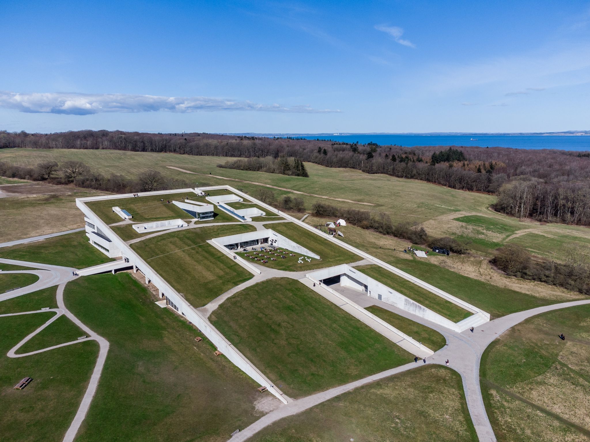 Photo of aerial view of Moesgaard museum is situated at Moesgaard manor in Hojbjerg, a suburb of Aarhus, Denmark. It is a museum dedicated for archeology and ethnography.