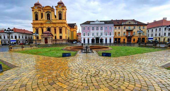 Photo of Drone photo of famous Union Square in Timisoara, Romania.