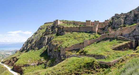 photo of view of Acrocorinth fortress, Peloponnese, Greece.