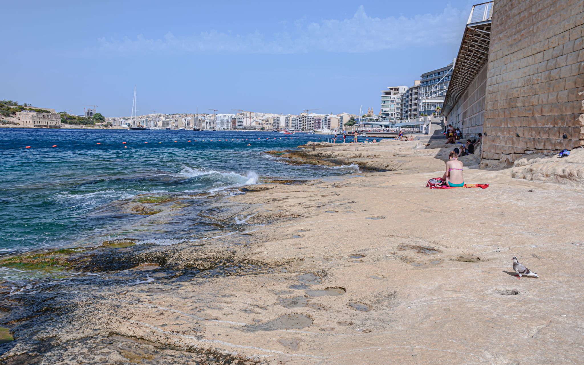 Tigne Point Beach in Sliema, Malta
