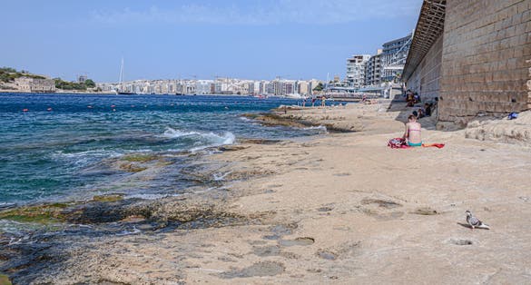 Tigne Point Beach in Sliema, Malta