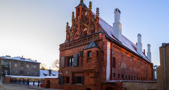 Old house in the Gothic style and different ornaments