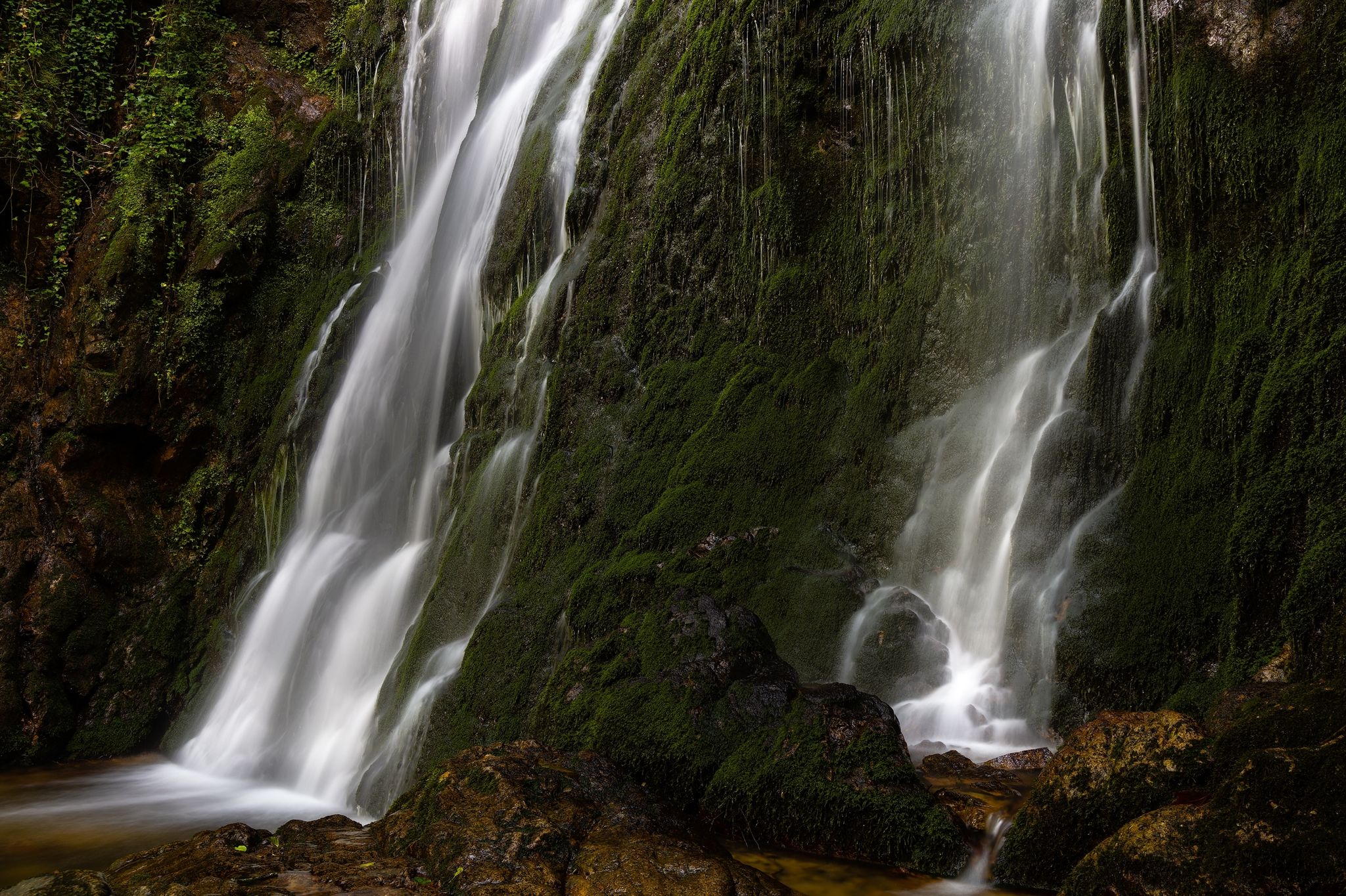 Photo of Cascades of Koleshino Falls in Belasica Mountains, Novo Selo, Republic of North Macedonia. The size of the waterfall is 15 meters.
