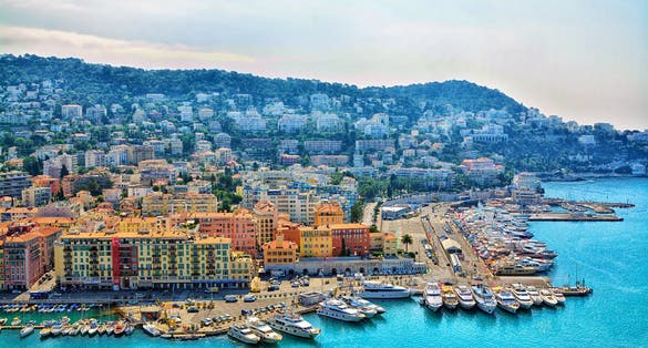 Photo of panoramic aerial view of city of Nice, France.