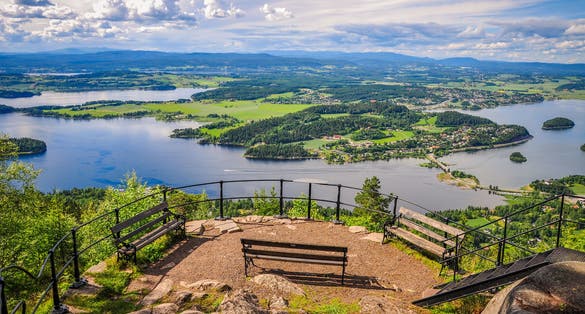 A view at Steinsfjorden from Kongens utsikt viewpoint