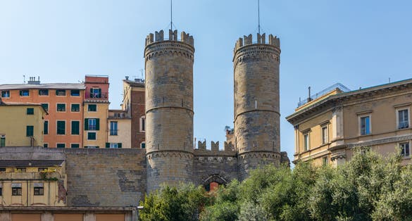 photo of view ofView on Porta Soprana, ancient gate from outside, Genoa, Italy.