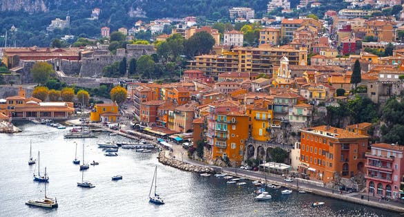 Menton - colorful port town, border France- Italy