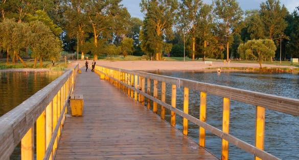 Lake Rekiva, Šiauliai, Lithuania - Sunset, walkways