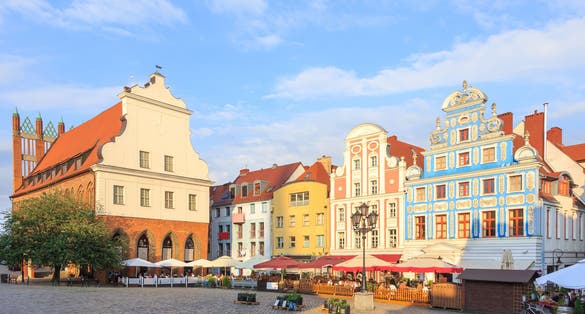 Photo of Szczecin the historic tenement houses on the Old Town Square, Poland.