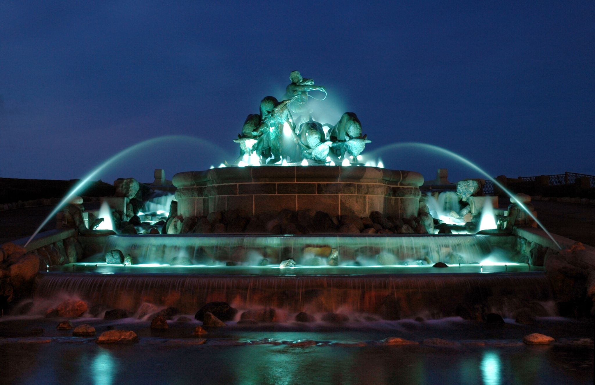 Photo of Gefion Fountain at night in Copenhagen ,Denmark.