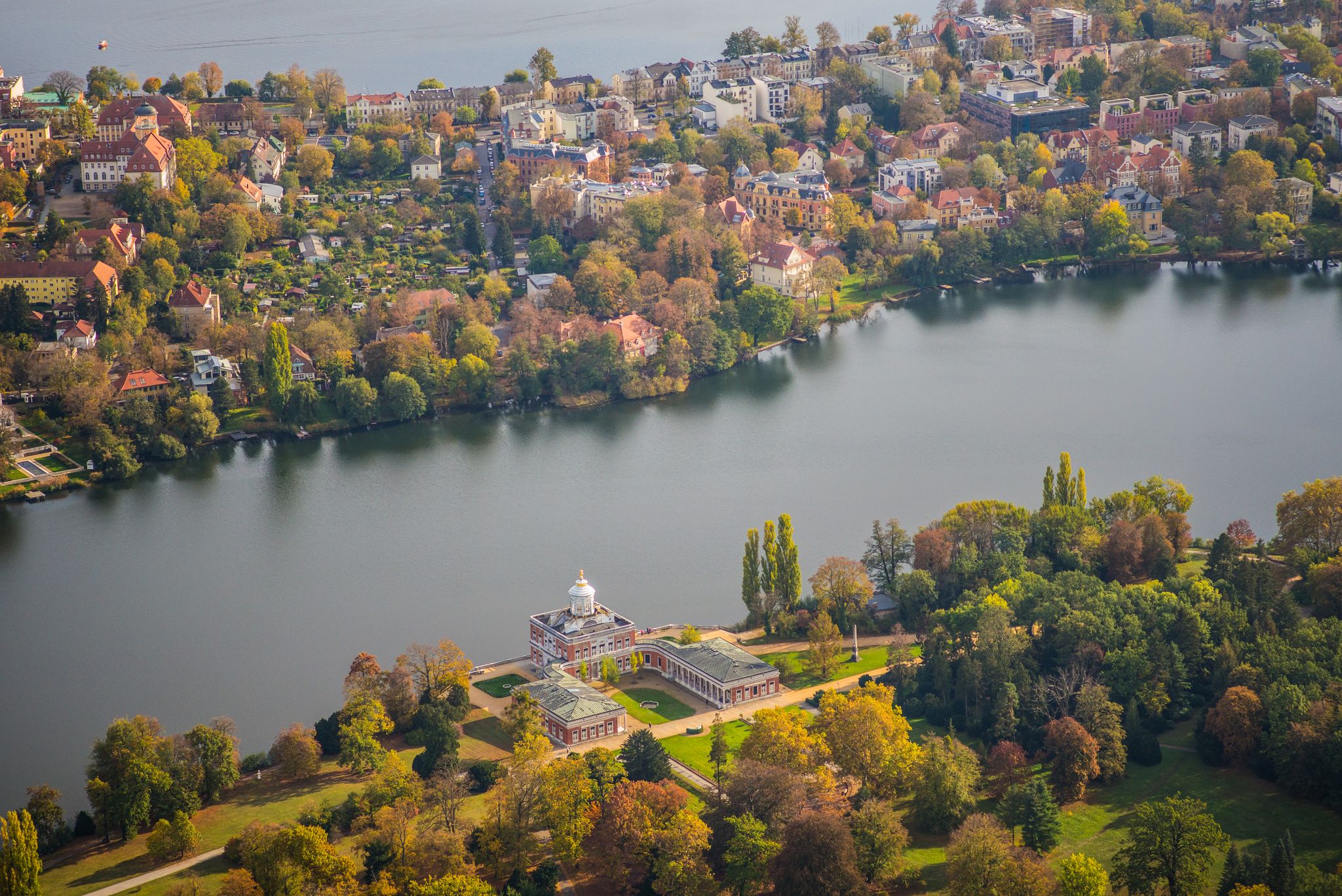 photo of view of Potsdam, Germany, Marble Palace, (Marmorpalais) located at "holy lake" (Heiliger See) in the new garden (Neuer Garten)Potsdam, Germany.