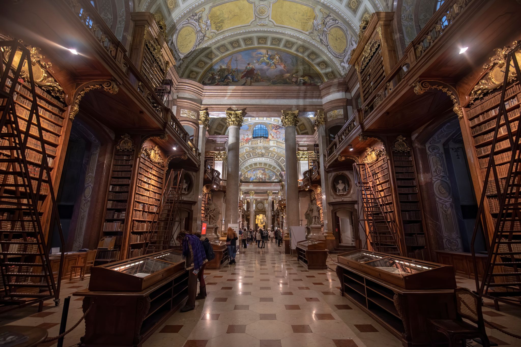 Photo of Interior of the Austrian National Library located in the Neue Burg Wing of the Hofburg palace, Vienna, Austria.