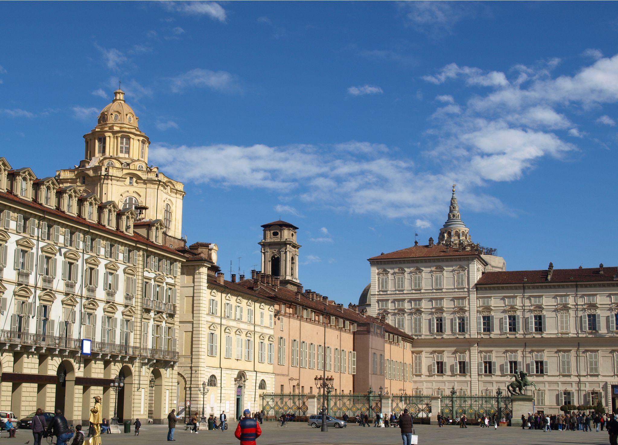 PHOTO OF Piazza Castello, central baroque square in Turin, Italy .