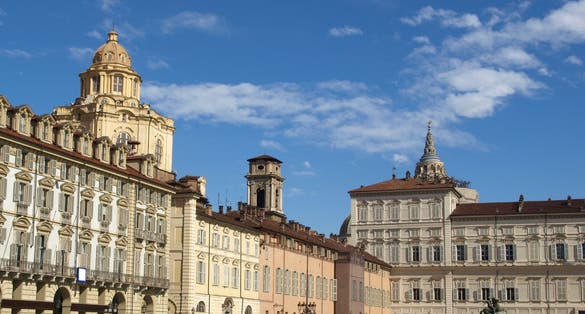 PHOTO OF Piazza Castello, central baroque square in Turin, Italy .