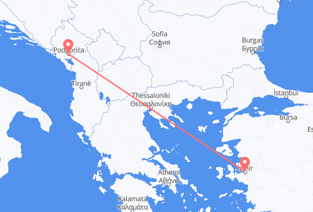 Podgorica to Izmir