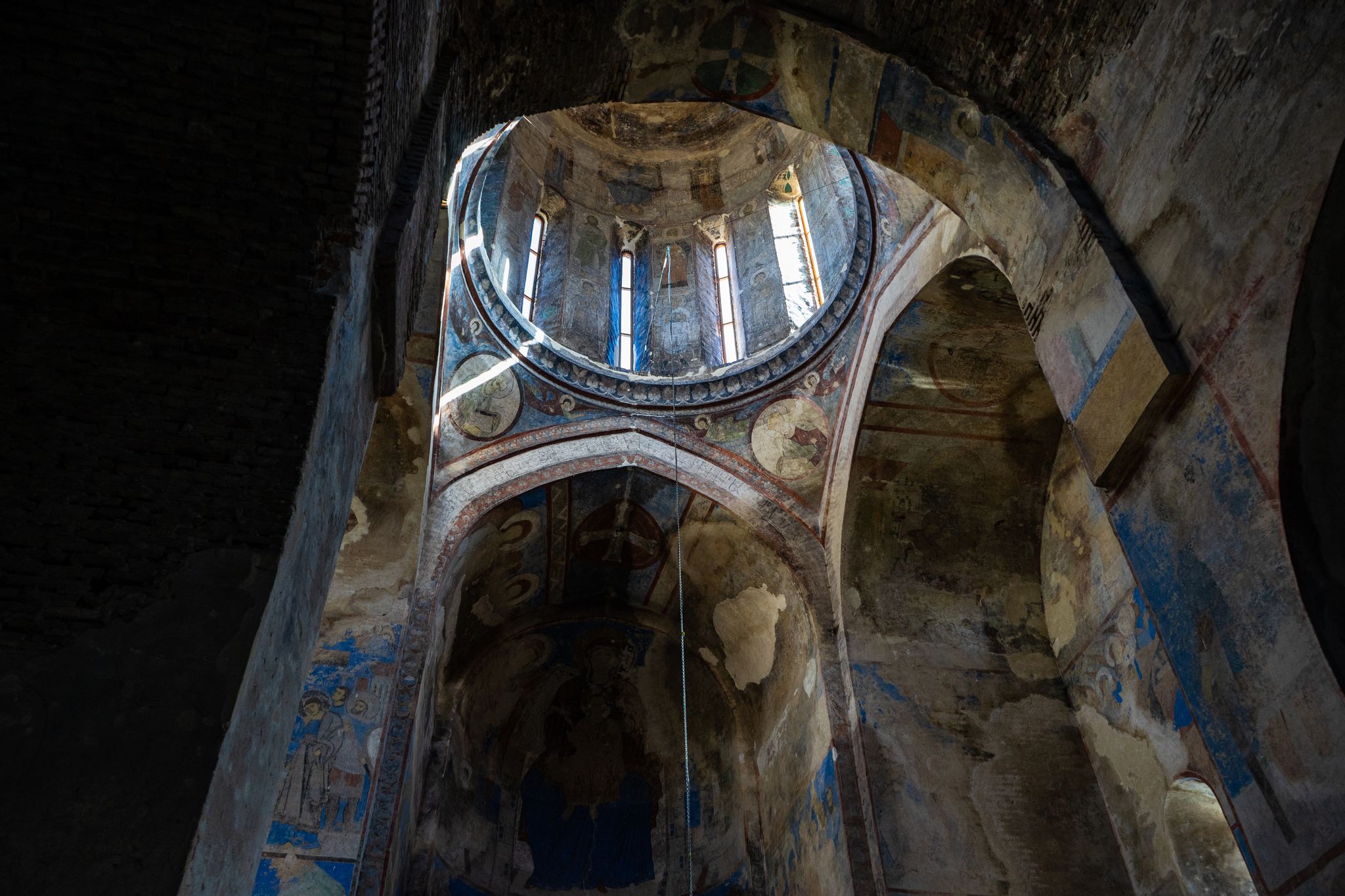 Photo of Frescoes in famous Kintsvisi monastery in Shida Kartli, central Georgia.