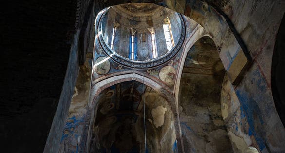 Photo of Frescoes in famous Kintsvisi monastery in Shida Kartli, central Georgia.