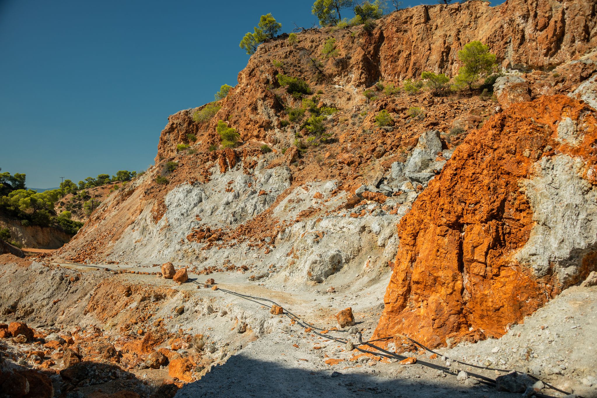 photo of view of Sousaki is an extinct volcano and modern solfatara field in northeastern Corinthia, Greece, at the northwest end of the Aegean volcanic arc.,Loutraki Greece.