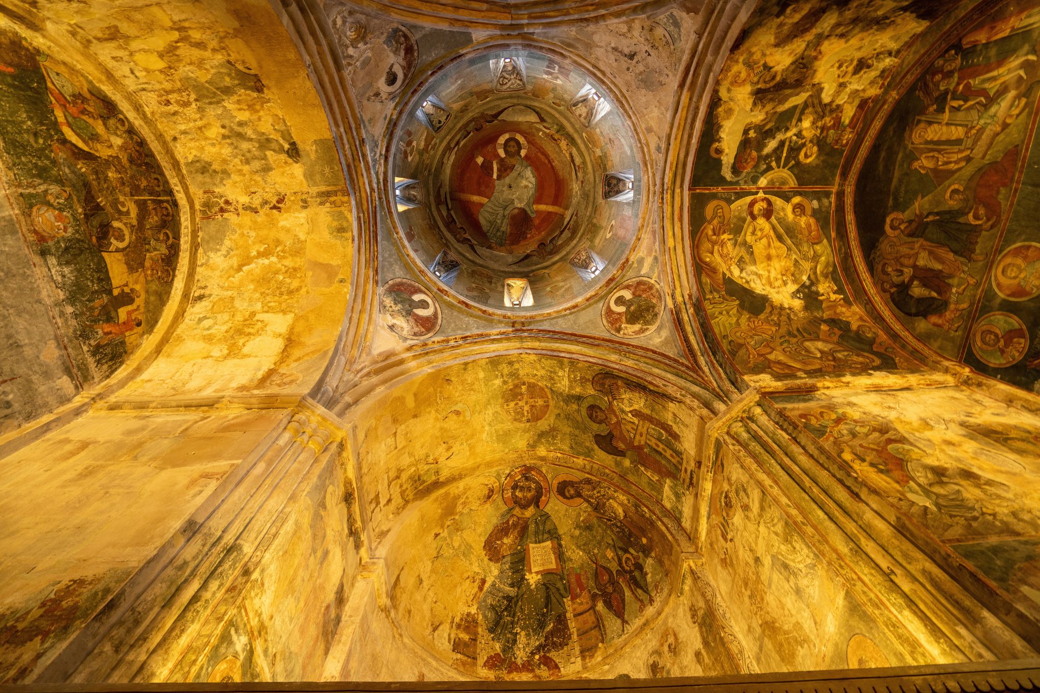 Photo of scenic view of Sapara Monastery is a 9th century Georgian Orthodox monastery with the 14th-century frescoes inside are of high quality in the Akhaltsikhe District of Samtskhe-Javakheti region, Georgia.