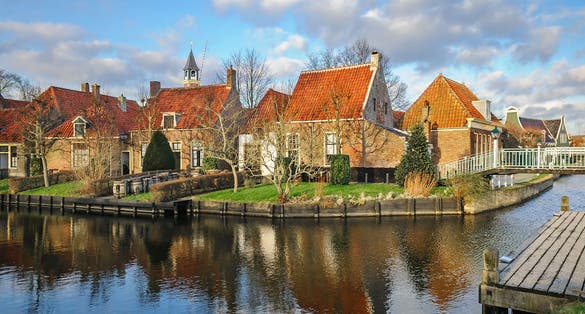 photo of Zuiderzeemuseum open-air museum on a sunny winter day, Enkhuizen, The Netherlands.