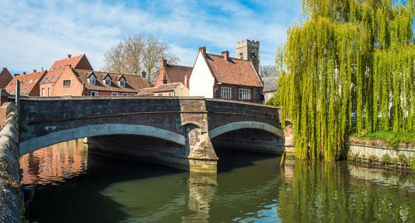 Photo of The Historic Fye Bridge, crossing The River Wensum in Norwich, Norfolk, England, UK.