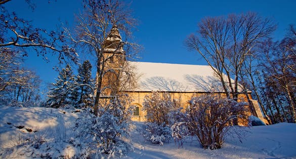 Photo of Naantali Church in winter, one of oldest churches in Naantali, Finland.