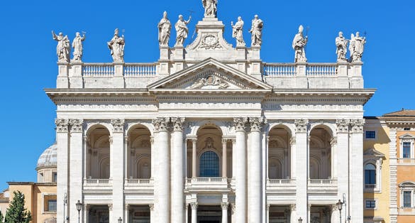 photo of view of Archbasilica of St.John Lateran, San Giovanni in Laterano in Rome, the official ecclesiastical seat of the Bishop of Rome, Italy.