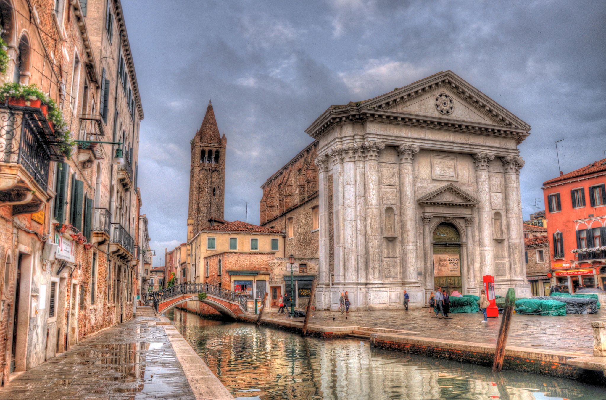 photo of Canal in Venice with Ca' Rezzonico Palace, Venice, Italy,