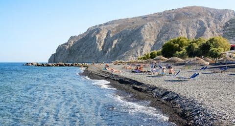photo of  view of Kamari Beach Santorini,Kamari greece.