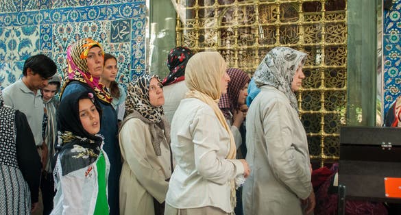 Muslim women in Eyup Sultan Mosque.