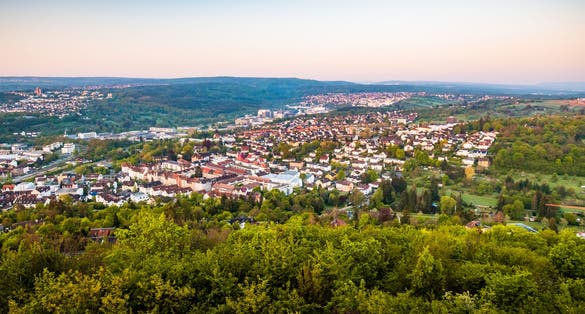 Photo of panoramic aerial view of Pforzheim, Germany.