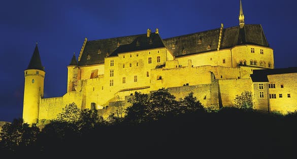 photo of Luxembourg vianden castle night view.